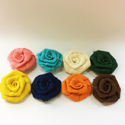 DIY handmade natural linen roses home / wedding decoration flowers fashion accessories