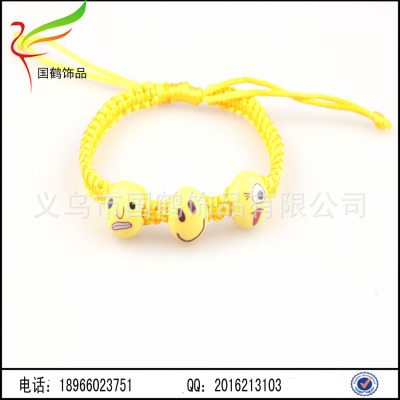 Hand Bead Bracelet Children's Day beads lucky red rope woven smiling expression of men and women