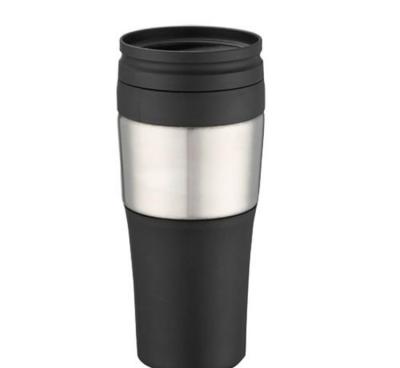 Plastic car cup inside stainless steel ring without handle