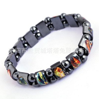 2016 health bracelet magnetic therapy bracelet relieving fatigue black bile stone bracelet