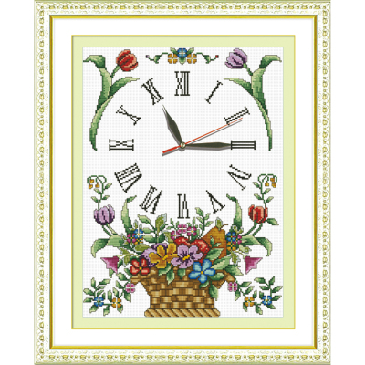 Embroidery, printing cross-stitch crafts wholesale handmade materials bag basket clock 0003