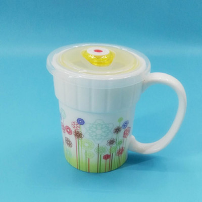 Ceramic flower cup with lid