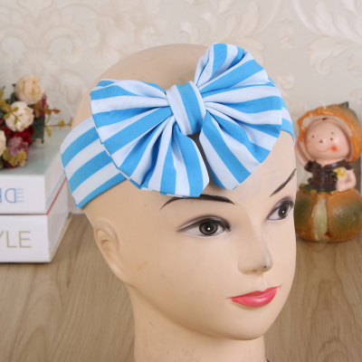 The Korean Print Striped Bowknot Striped Hat Headband Foreign Trade Hot Style