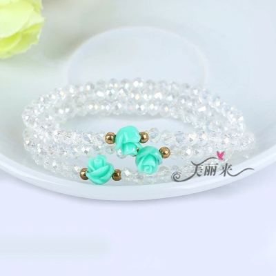 Crystal coral flower bracelet.