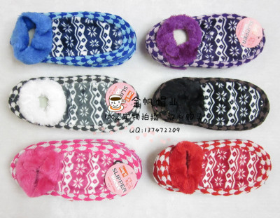 Low price spot foreign trade export snowflake knitted flannelette patchwork adult wool floor socks floor board shoes.