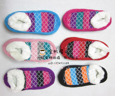 Autumn winter season cheap spot export color square new knitting adult wool floor board shoes.