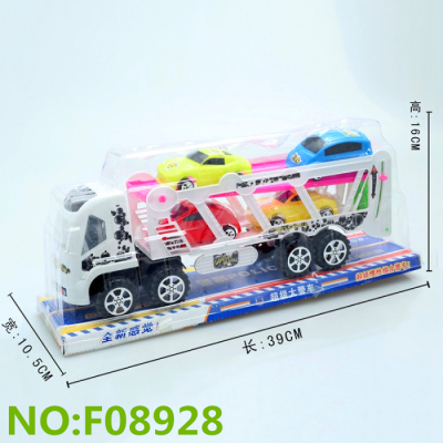 Trailer transport toy car double deck with four car toy car