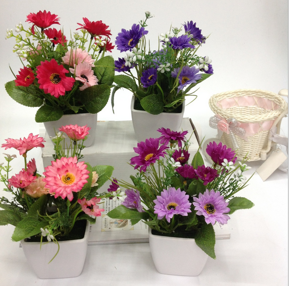 水雪花翠菊盆景 仿真花盆栽 家居装饰 创意摆放 新款热销中