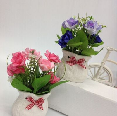 Purse lipped rose bonsai flower pot simulation Home Furnishing creative decorative placed on sale