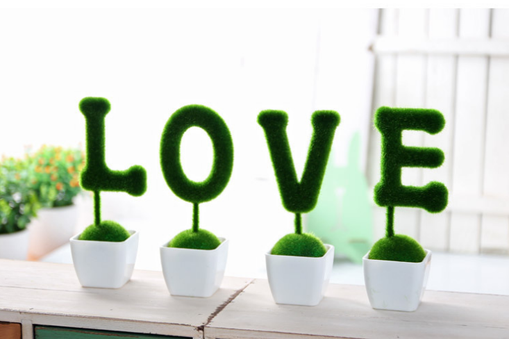 仿真花套装 love仿真盆栽摆件 七夕情人节礼物装饰假花