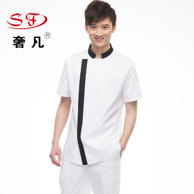 Zheng hao hotel supplies wholesale chef service summer short sleeve apron custom kitchen work clothes