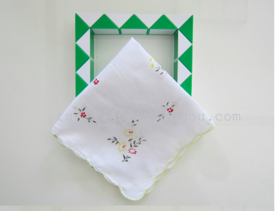 Ladies Crescent edge pure cotton white bottom 30cm printing handkerchief square towel