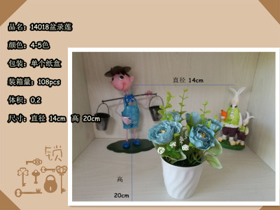 14018 pots of lotus flower road simulation of small potted Home Furnishing ceramic decorations