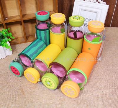 Creative fruit cup cloth cover glass cup with portable students cover the children's Ms. leakproof lemon watermelon