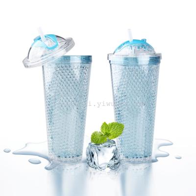 A double frozen gel water glass with an iced cup