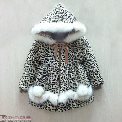 2017 spring new leopard cap imitation imitation fur coat baby girl child fur coat