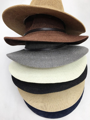 Cowboy fashionable belt hat straw can fold beach sun hat.