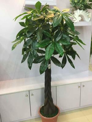Indoor decoration simulation false tree green plants 36 leaves braid small fortune tree pot