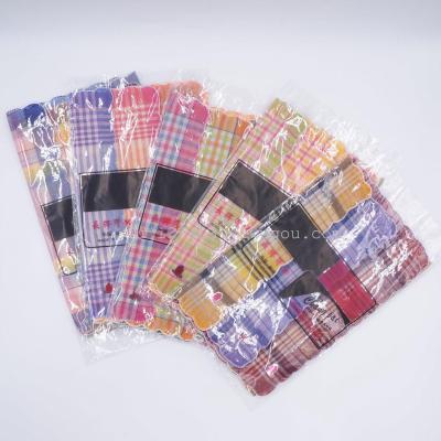 ［chang brand] Polyester-mixed cotton crescent edge color stripe handkerchief for foreign trade