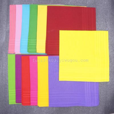 Pure color 100% cotton bright color woven stripe Handkerchief square towel