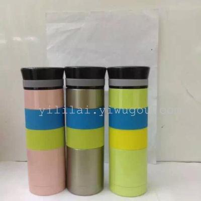 The New double - layer high quality stainless steel, copper plated two - color silica gel insulation cup