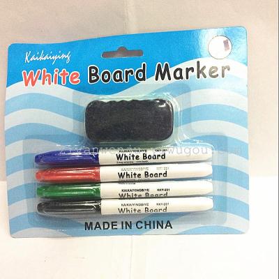 Whiteboard Marker 4 Pens with Whiteboard Brush Set Erasable Marking Pen