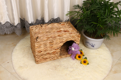 Wholesale straw rattan pet nest kennel cat Tactic small pet kennel kennel washable rattan creative nest