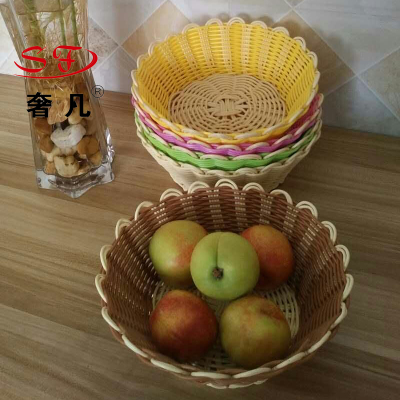 Chenglong hotel supplies hotel fruit basket round bread basket imitation rattan plastic rattan basket