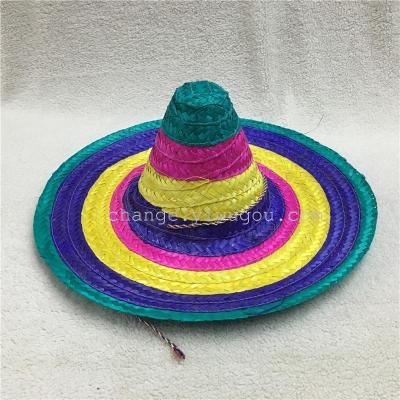 Mexico hat pointed hat bamboo hat Easter hat hat cap rainbow printing
