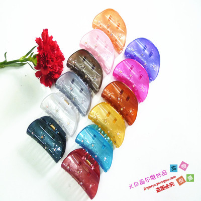 Manufacturers selling 6.5 cm semicircle with diamond Plastic Hair Barrette popular grip