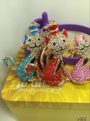 Manufacturers selling cat Rhinestone diamond key chain buckle animal creative package decoration Pendant Zodiac gifts