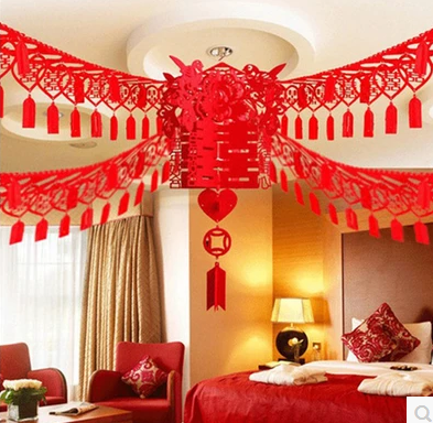 新房婚房装饰布置道具3米创意加厚绒布无纺布拉花