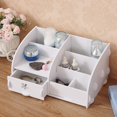 Wood-plastic plate white makeup box on the table adorning furniture shelves