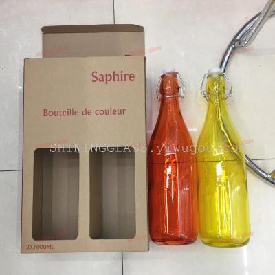 High quality glass bottle with color glass bottle for milk  1000ml