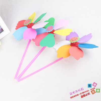 Windmill toy wholesale children's handmade toys EVA six color smile windmill