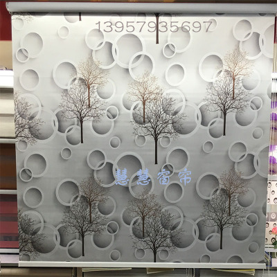 Customized 3D HD Coating Foaming White Anti-UV Fabric Printing Roller Shutter Ready-Made Curtain Tracery