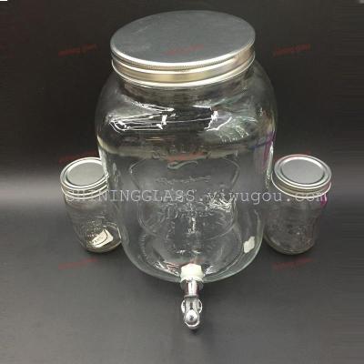 Wholesale glass bottle with water faucet glass tank 8 liters 4 liters of plum wine bottle juice