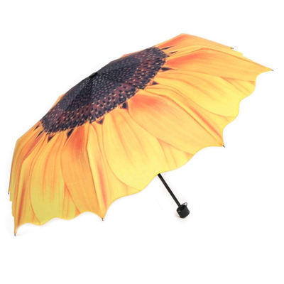 Sunflower Sunflower Umbrella High-Grade Silver Glue Anti-UV Umbrella Ruffled Folding Sunny Umbrella
