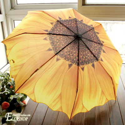 Creative Sunflower Folding Parasol Sunny Umbrella Cute Princess Umbrella Wholesale Umbrella