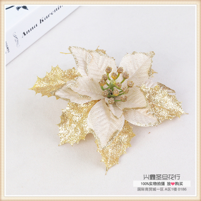 Christmas decorations of gold and silver Velvet Christmas flower decorated Christmas tree flower flowers