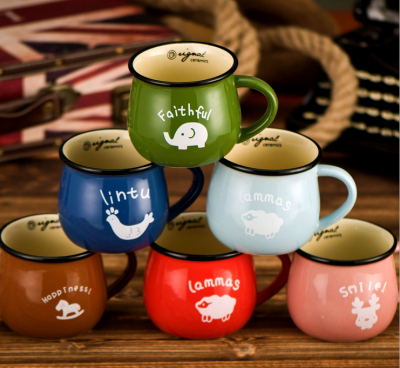 Retro Ceramic Cup Japanese Breakfast Cup Large Milk Glaze Cup Logo Customization