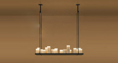 The long iron candle candle warm LED long large hotel dining room kitchen works chandeliers