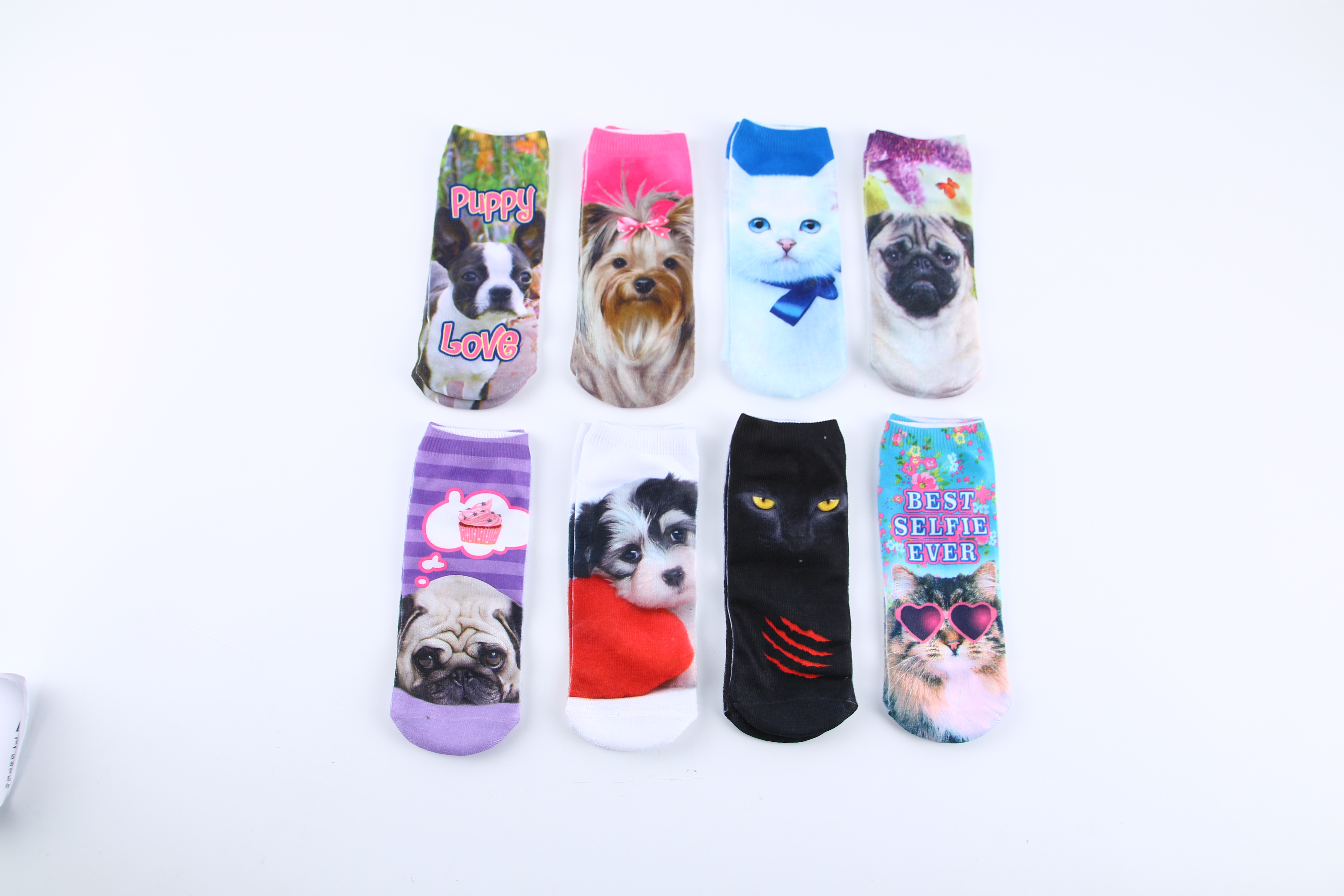 外贸纯3D船袜卡通立体袜印花袜原宿风印花袜子