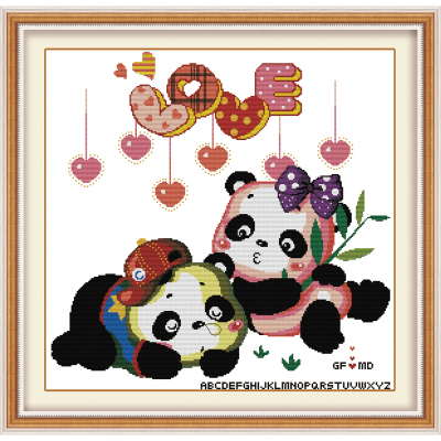 Cross stitch handicraft factory direct selling new couple panda G0451