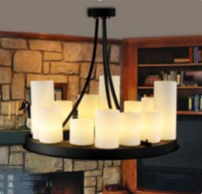North American Art restaurant retro LED circular chandelier lamp Industrial Engineering iron candlestick Chandelier
