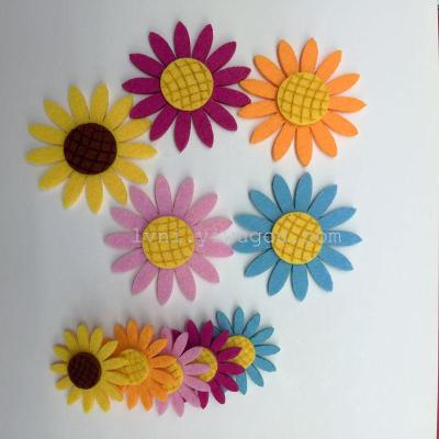 Wholesale non-woven sun sunflower hair headdress flower sticking leather rope rubber accessories