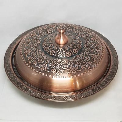 Stainless steel flower fruit platter gold - plated bronze family fruit platter with Muslim lid