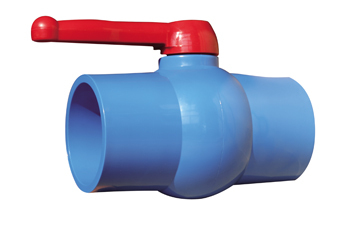 PVC round body ball valve long handle blue