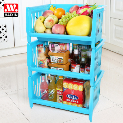 Haixin haixing floor shelf kitchen storage basket storage rack can be stacked with 1