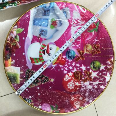 Plastic Christmas tray fruit tray round plate